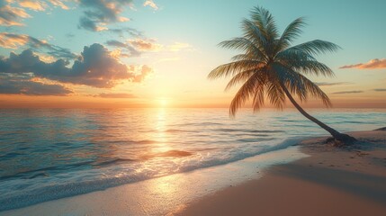 Tropical sunset beach scene