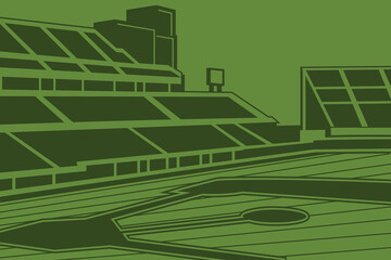 Baseball Arena Field Stadium Outline Silhouette  Vector