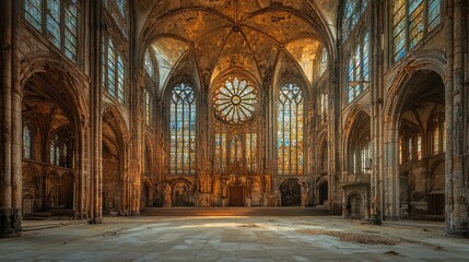 Obraz premium Grand interior of an abandoned cathedral