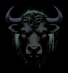 angry bull face - grunge style (artwork 2)