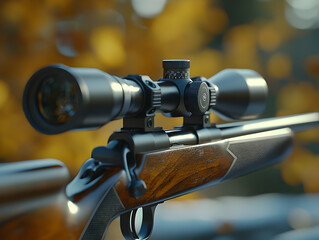 Rifle scope autumn hunting woods