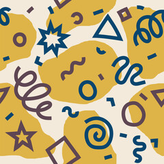 Seamless tileable, funky cheerful doodle pattern