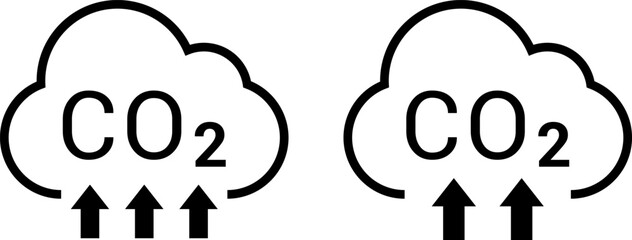CO2 Cloud Emission and Absorption Icons Set, Reducing CO2 emissions vector icon collection