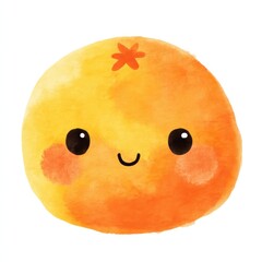 Obraz premium Smiling orange fruit clipart with blushing cheeks and big eyes, ideal for children’s design, food labels, and cheerful creative use.