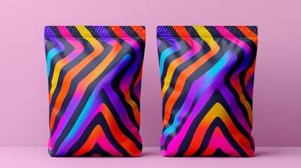 Vibrant Protein Bar Packaging Mockup with Bold Colors and Dynamic Patterns