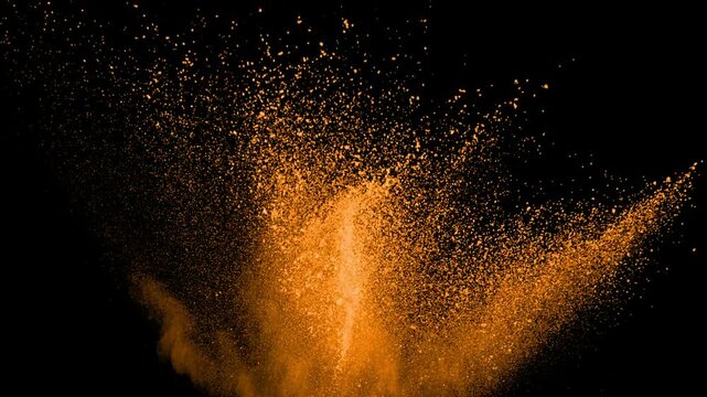 Super Slow Motion Shot of Orange Color Powder