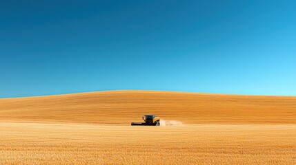 Obraz premium Golden field, harvester