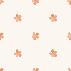 Minimalistic Cute Watercolor Orange Wild Flowers Seamless Pattern, Nursery Decoration, Scrapbook Papers, Fabric Design. Perfect for fabric design, stationery, branding, packaging, and backgrounds. 