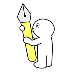 万年筆のペンを持つ棒人間イラスト10
