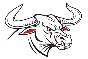 Bold Bull Silhouette Logo Monochrome Vector Illustration of Buffalo, Ox, and Cow Head Design.