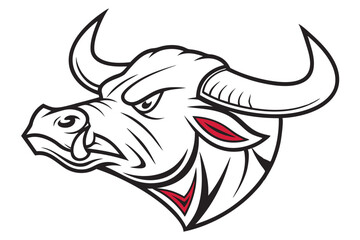 Bold Bull Silhouette Logo Monochrome Vector Illustration of Buffalo, Ox, and Cow Head Design.