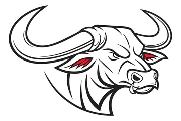 Bold Bull Silhouette Logo Monochrome Vector Illustration of Buffalo, Ox, and Cow Head Design.