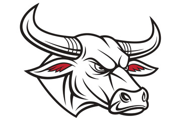 Bold Bull Silhouette Logo Monochrome Vector Illustration of Buffalo, Ox, and Cow Head Design.