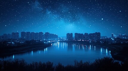 Fototapeta premium City reflected in night sky