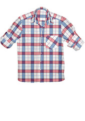 Isolated blank blue cotton shirt, a casual men's wear garment