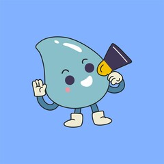 Water Holding Loudspeaker Cartoon Illustration