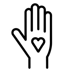 Obraz premium Open Hand With Heart Love Symbol Thin Line Art Icon Design