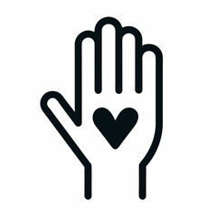 Obraz premium Hand With Heart Icon Symbol Of Love Care And Support Minimal Design