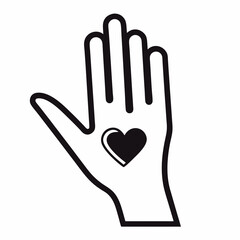 Fototapeta premium Hand Holding Heart Symbol Vector Illustration Graphic Isolated On White Background