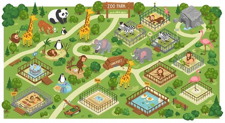 Zoo Adventure: Isometric Animal Map AI Generated
