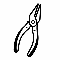 Flat Nose Pliers Tool Vector Illustration Black And White Minimalist Icon
