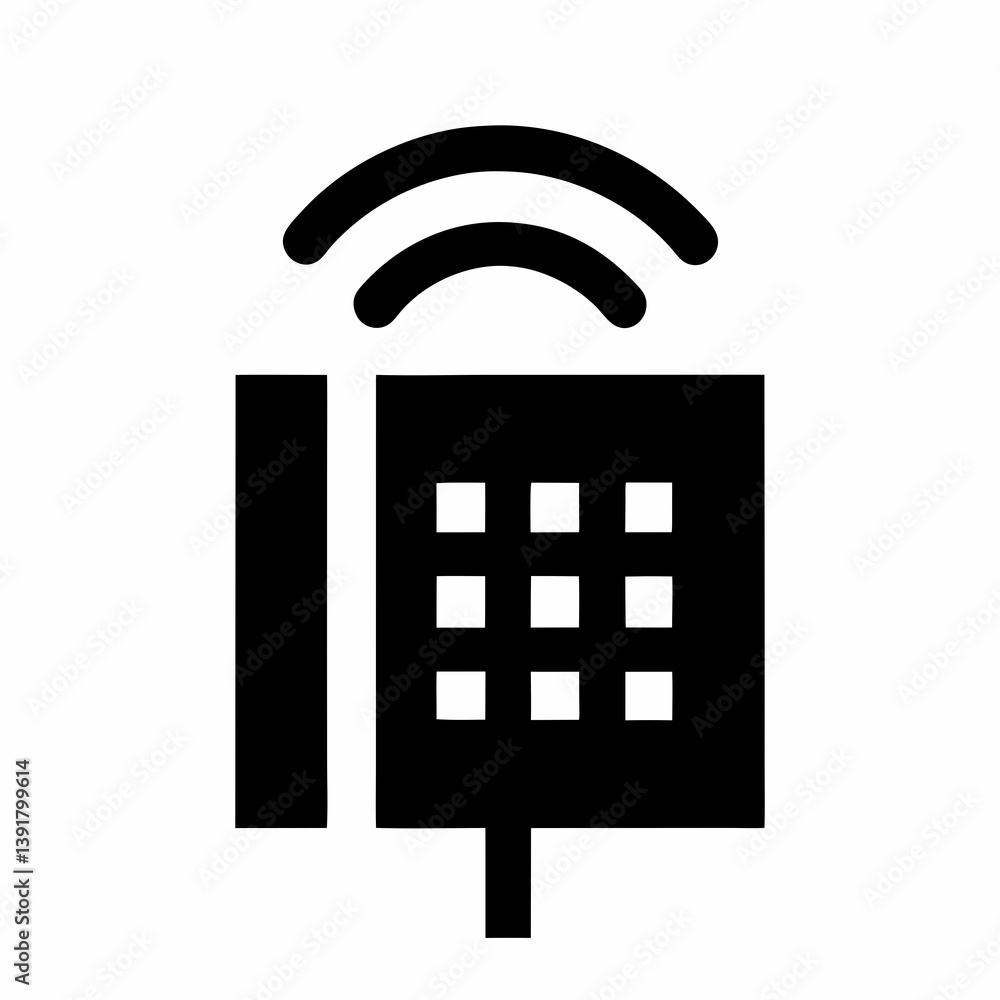 Poster security system keypad icon with wireless signal minimalist black and white