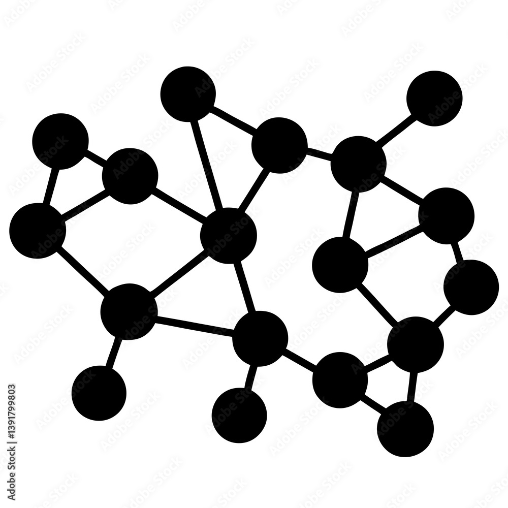 Aufkleber black network node structure connection diagram illustration for business and technology concepts