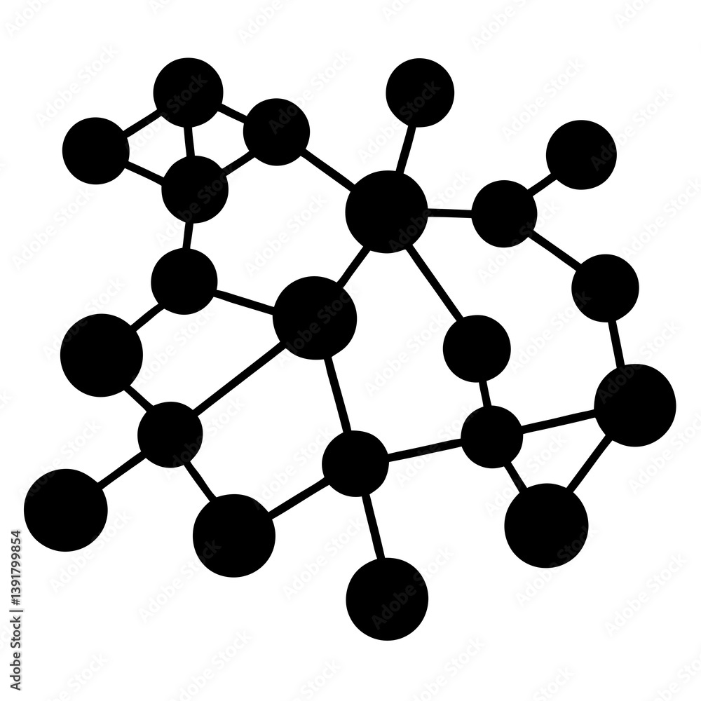 Aufkleber abstract network connection illustration with black circles and lines on white background
