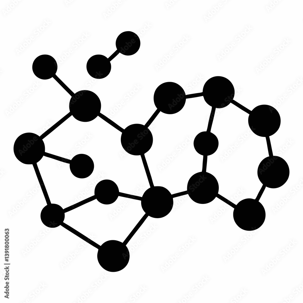 Poster black and white vector illustration of molecule structure network connection design