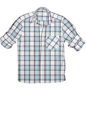 Isolated blank blue cotton shirt, a casual men's wear garment