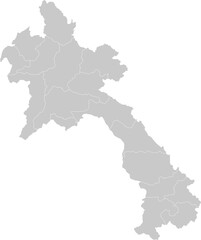 Laos administrative vector map with level 1 region boundaries – PPT-compatible & fully editable by region