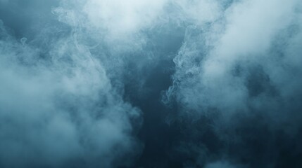 Abstract image of swirling clouds or smoke in shades of blue and white.