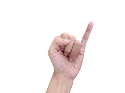 Hand making a pinky promise gesture isolated on white background, transparent PNG, cut out