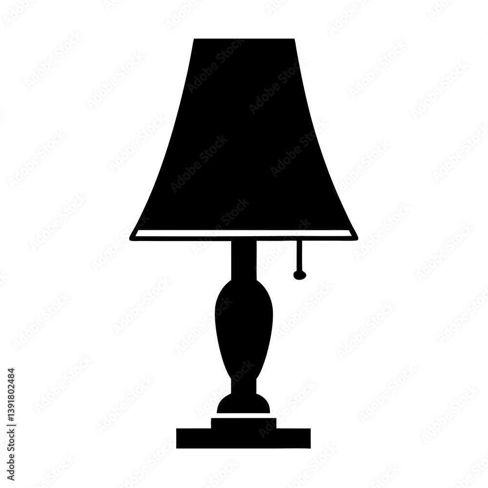 Poster silhouette of a classic table lamp with pull chain lighting fixture