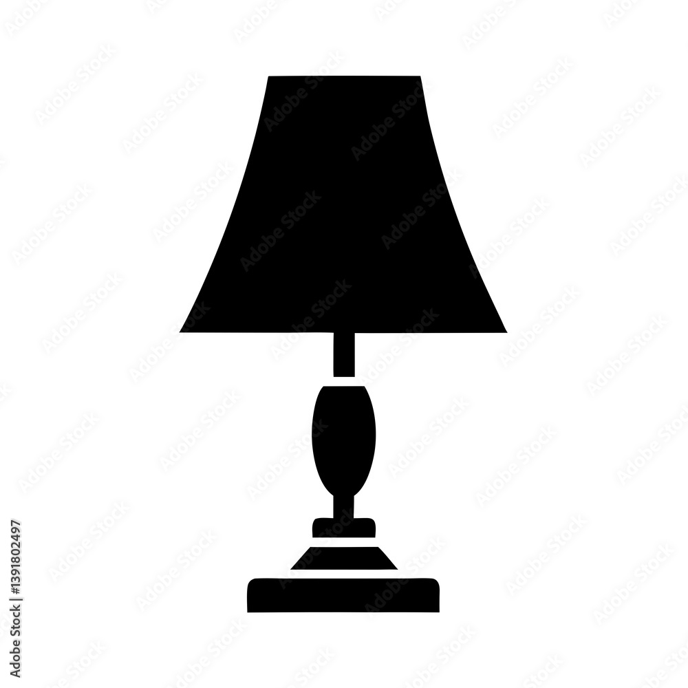 Poster silhouette of a table lamp with shade on white background
