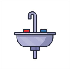 Bathroom Sink Icon - Vector Illustration, House Appliances