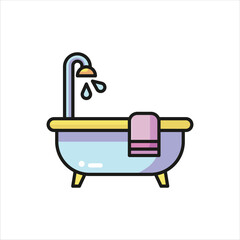 Bathtub Icon - Vector Illustration, House Appliances