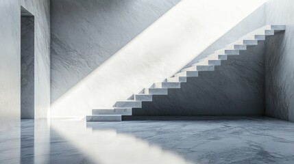 Modern marble staircase in sunlit room