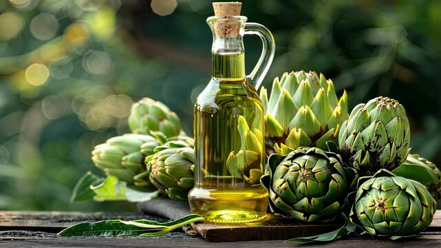 artichoke essential oil. Selective focus