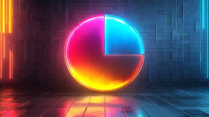 luminous gradient pie chart with neon futuristic effects representing business analytics vibrant statistics and creative data visualization in infographic style