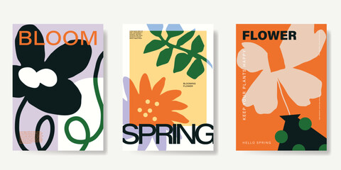 Modern floral card background vector. Minimal hand drawn botanical flowers template background. Design illustration for wedding, vip cover, poster, rsvp modern card, birthday party.