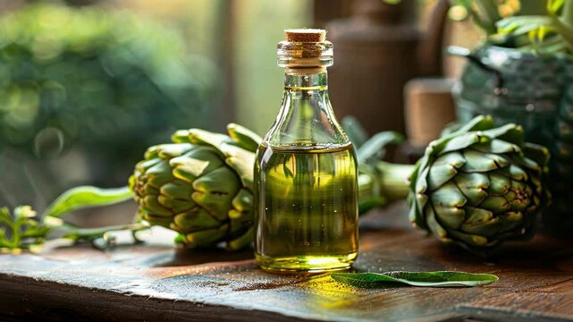 artichoke essential oil. Selective focus