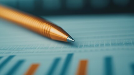 Sleek Financial Literacy Concept with Pen on Document and Graphs in Soft Focus