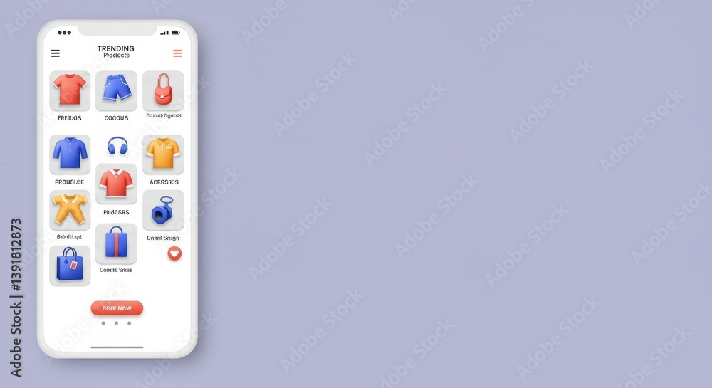 Poster ecommerce mobile app interface design trending products showcase