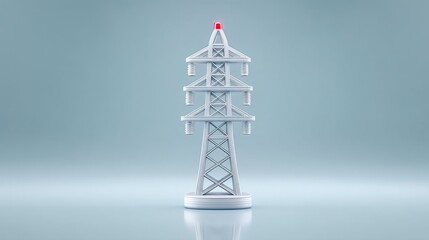Detailed Pixel Art of a Miniature Electrical Transmission Tower on Gray Background