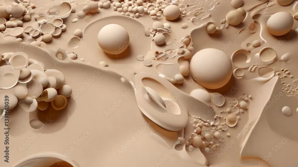 Poster lots of beautiful chaotic and slow translucent spheres on a dark background. suitable for abstract d
