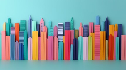 Colorful Paper Design of a Creative City Skyline with Modern Architectural Elements