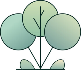 Minimal Botanical Artwork Featuring Round Leafy Crowns and Gradient Green Color Palette