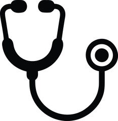 Stethoscope icon illustration medical stethoscope silhouette vector illustration black and white