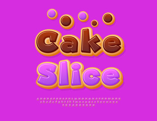 Vector Sweet flyer Cake Slice. Funny Kids Font. Tasty Donut Alphabet Letters and Numbers set.